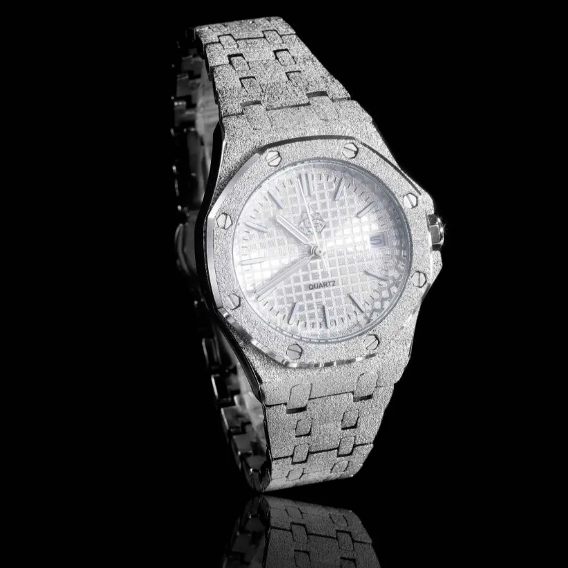 ICEGANG original waffle series moonlight white frosted gold watch - Yoyisjewelry