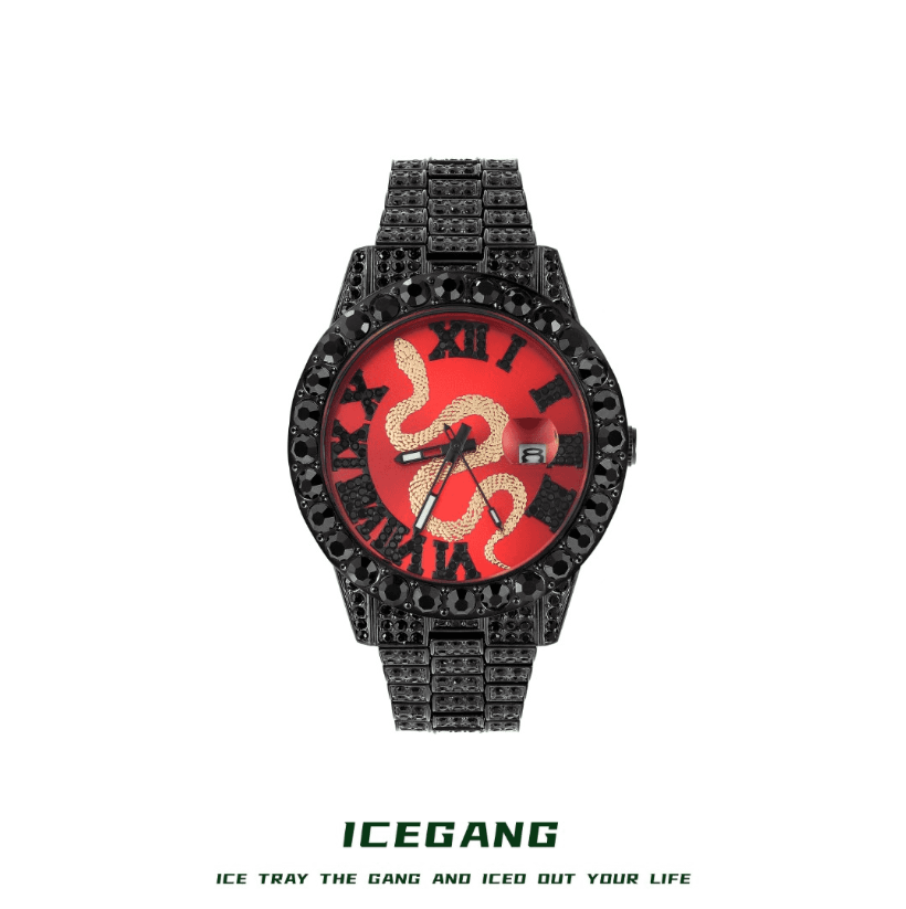 ICEGANG White and Red Snake Series Roman Diamond Watch Hiphop Trend Men and Women Couple Watch - Yoyisjewelry