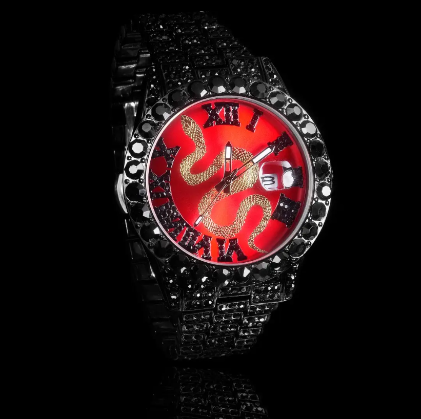ICEGANG White and Red Snake Series Roman Diamond Watch Hiphop Trend Men and Women Couple Watch - Yoyisjewelry