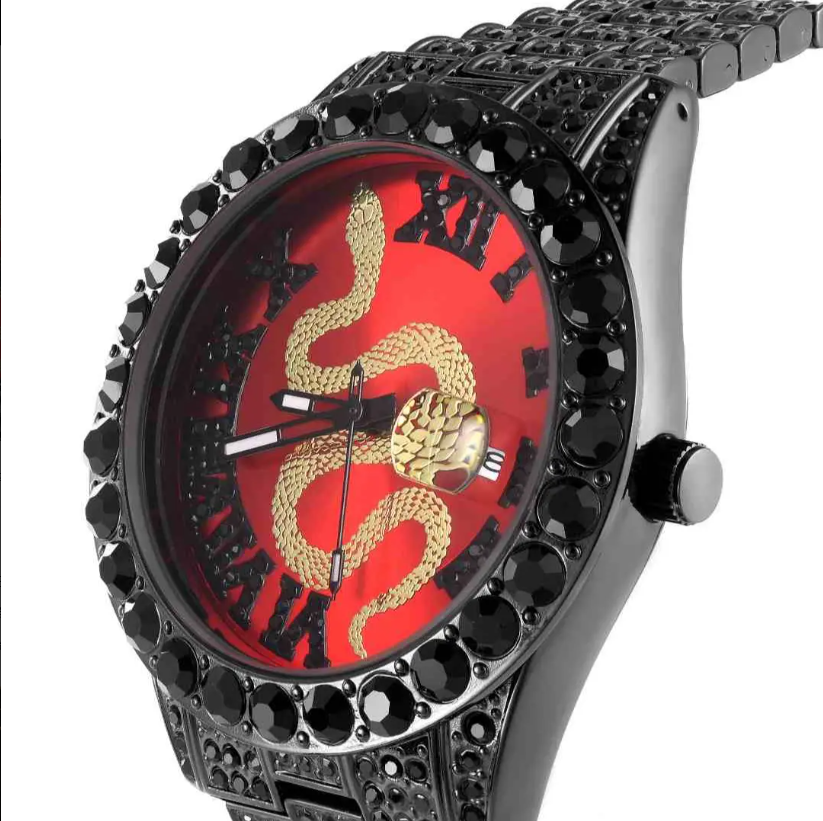 ICEGANG White and Red Snake Series Roman Diamond Watch Hiphop Trend Men and Women Couple Watch - Yoyisjewelry