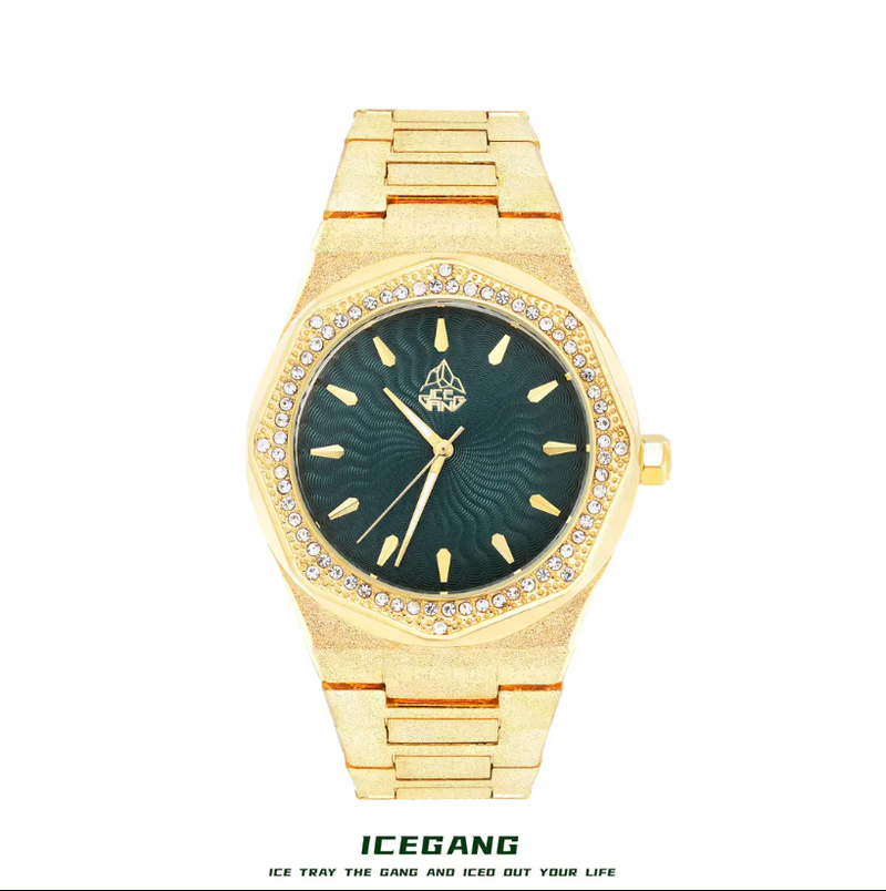 ICEGANG Sun God Series Frosted Gold Full Diamond Watch - Yoyisjewelry