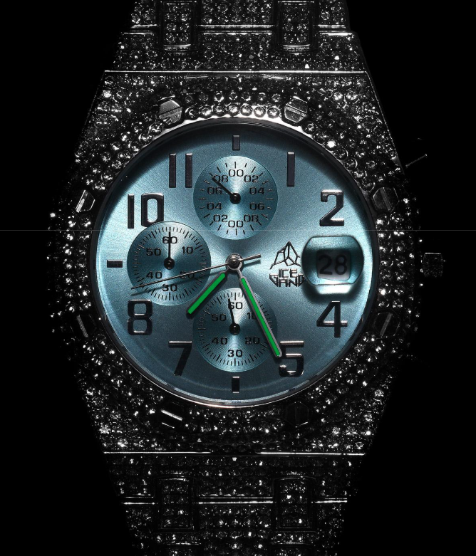 ICEGANG Maldives Blue Full Diamond Three-Eye Quartz Unisex Watch - Yoyisjewelry