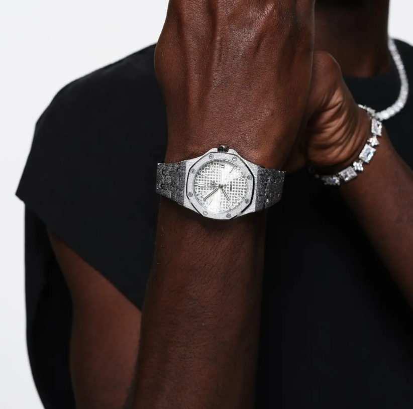 ICEGANG original waffle series moonlight white frosted gold watch - Yoyisjewelry