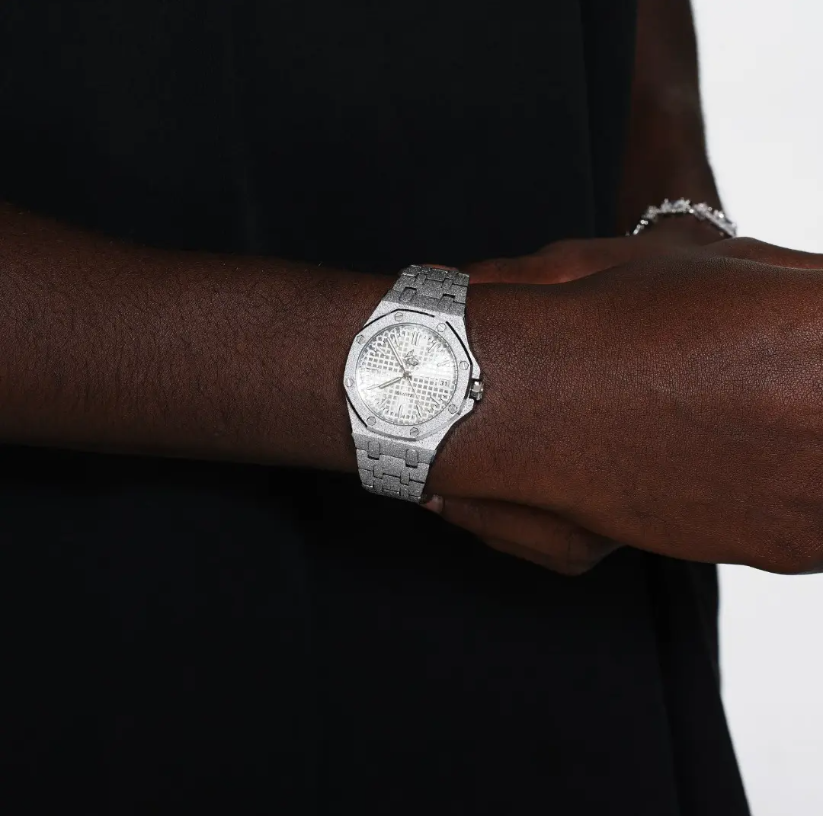 ICEGANG original waffle series moonlight white frosted gold watch - Yoyisjewelry