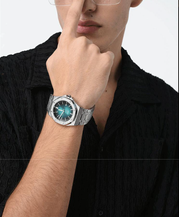 ICEGANG original stardust series gradient pink waffle matte frost gold watch small dial unisex - Yoyisjewelry