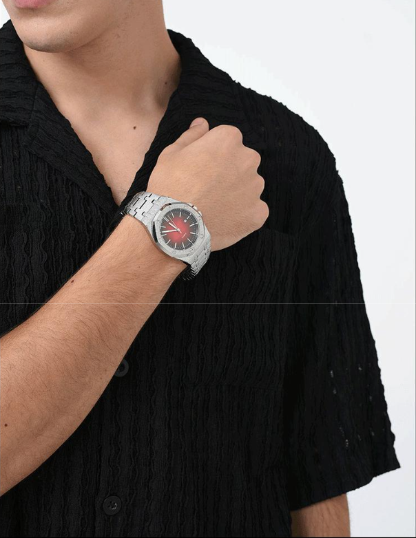 ICEGANG original stardust series gradient pink waffle matte frost gold watch small dial unisex - Yoyisjewelry