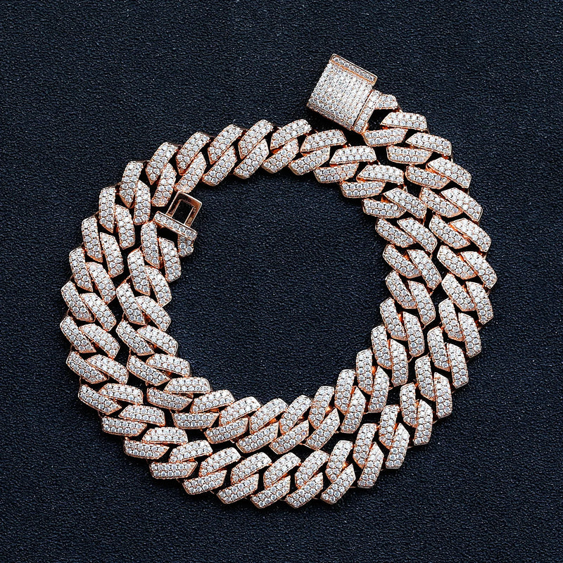 Men's Gold Moissanite  Strong Prong Cuban Link Chain - Yoyisjewelry