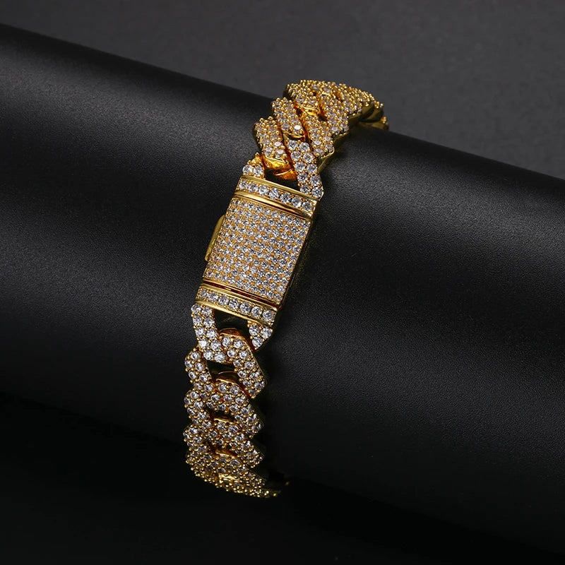 Men's Gold Moissanite Miami Cuban Link Bracelet - Yoyisjewelry