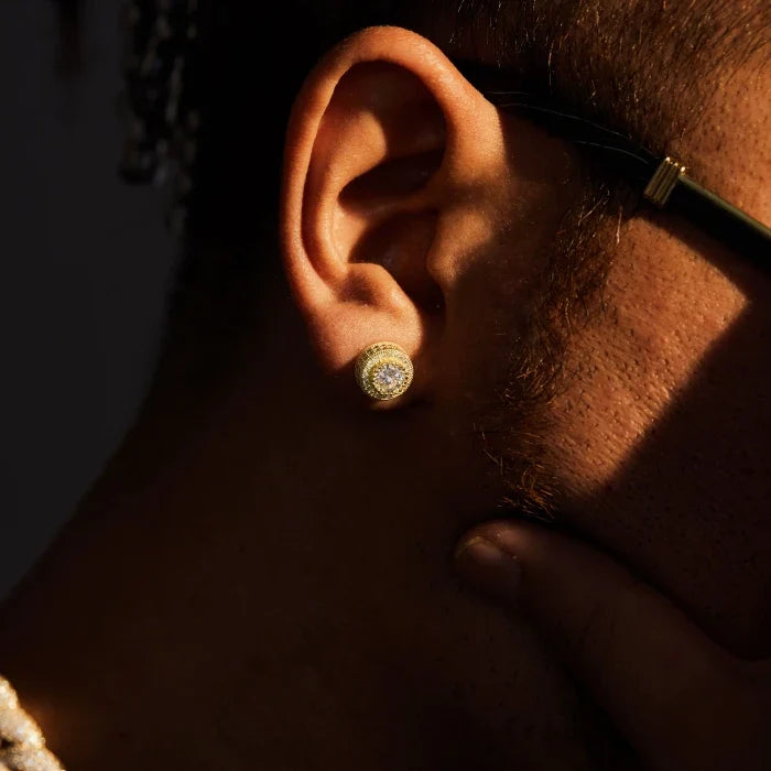 Men's Moissanite  Halo Stud Earrings - Yoyisjewelry