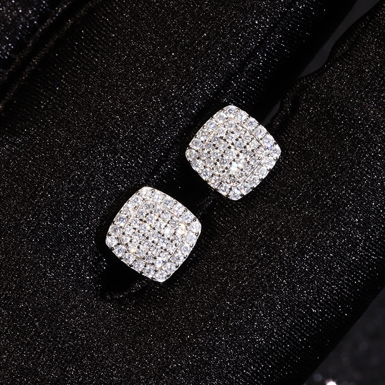 Men's Moissanite  Square Stud Earrings - Yoyisjewelry