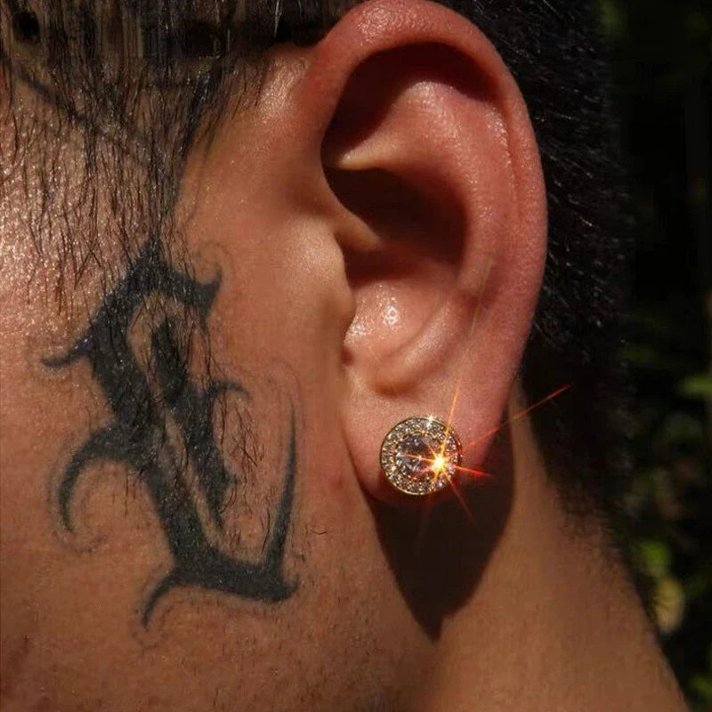 Men's Moissanite  Halo Stud Earrings - Yoyisjewelry