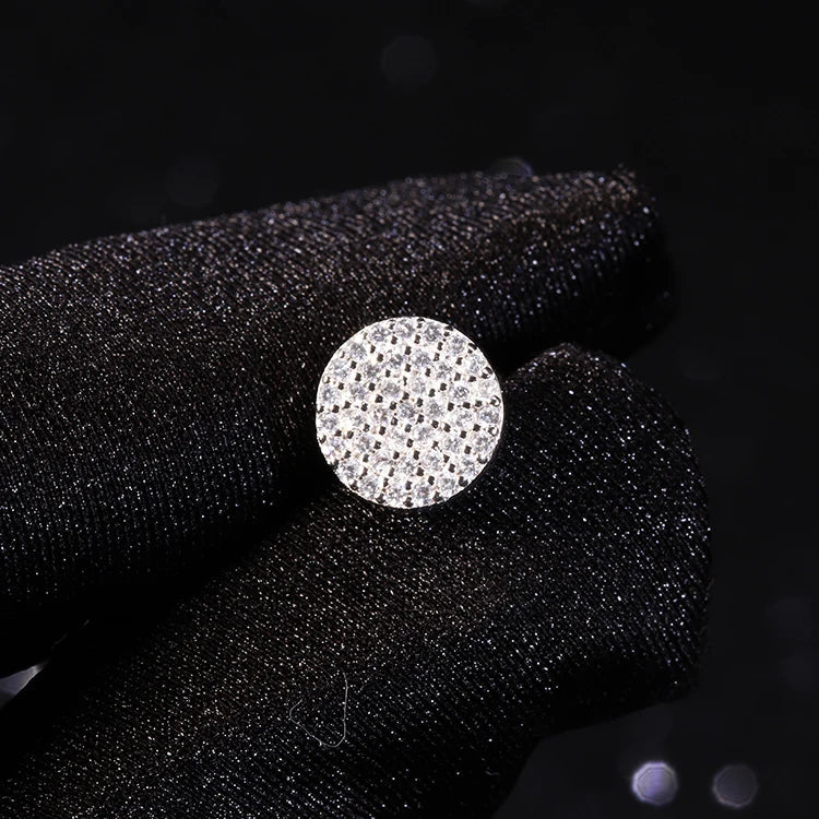 Men's Sterling Silver Moissanite  Round Stud Earrings - Yoyisjewelry