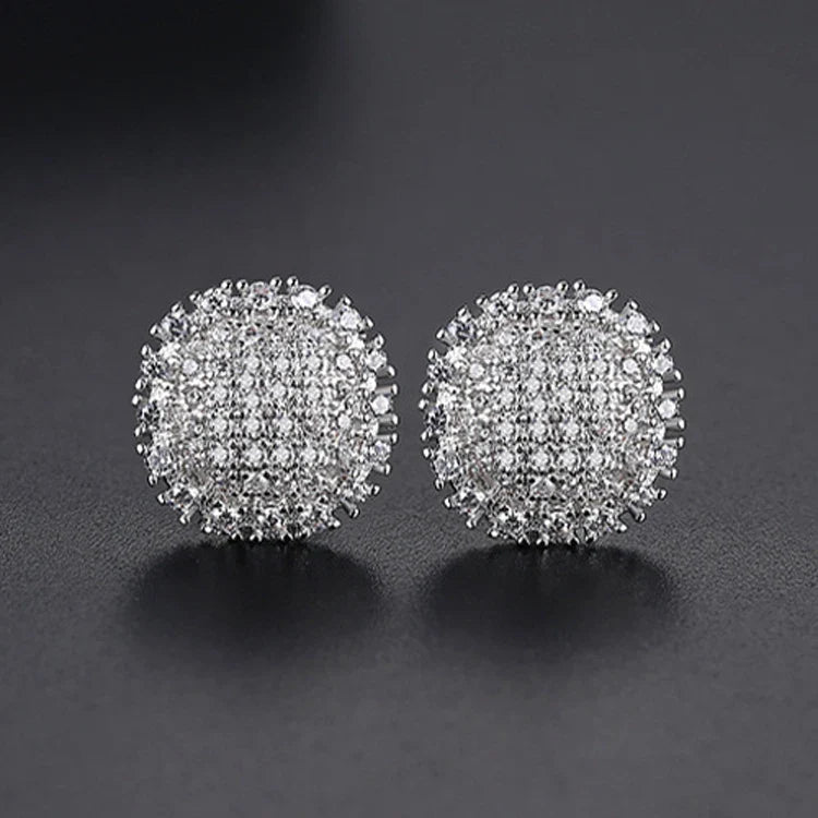 Men's Moissanite  Round Stud Earrings - Yoyisjewelry