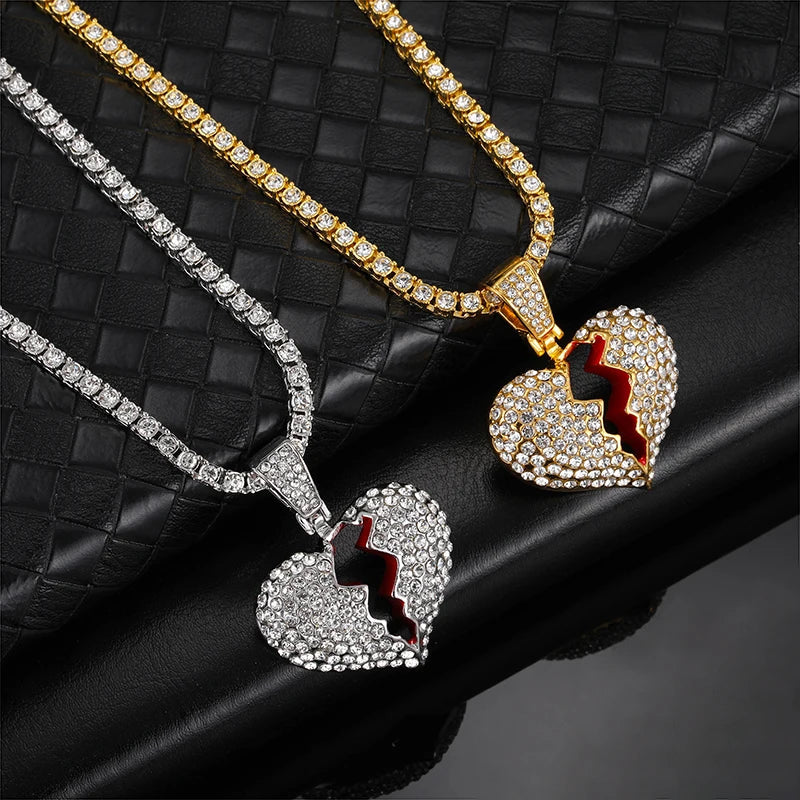 Men's Moissanite  Heartbreak Pendant Chain - Yoyisjewelry