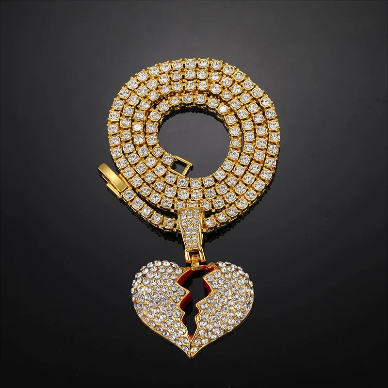 Men's Moissanite  Heartbreak Pendant Chain - Yoyisjewelry