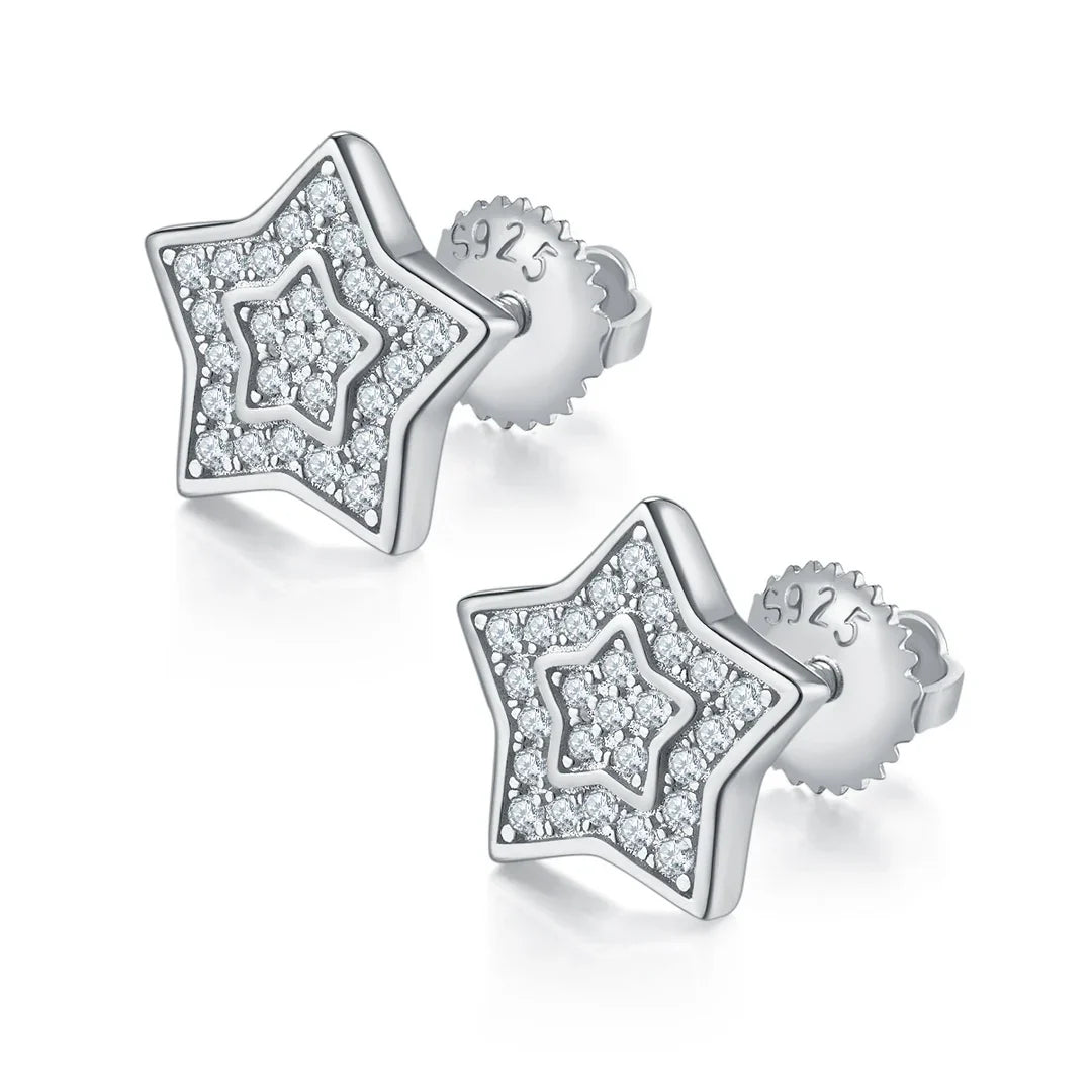 Men's Moissanite  Star Earrings - Yoyisjewelry