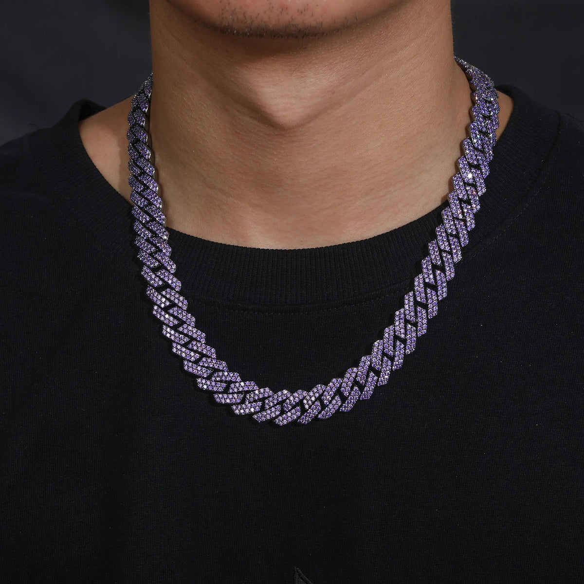 Men's Purple Moissanite  Cuban Chain - Yoyisjewelry