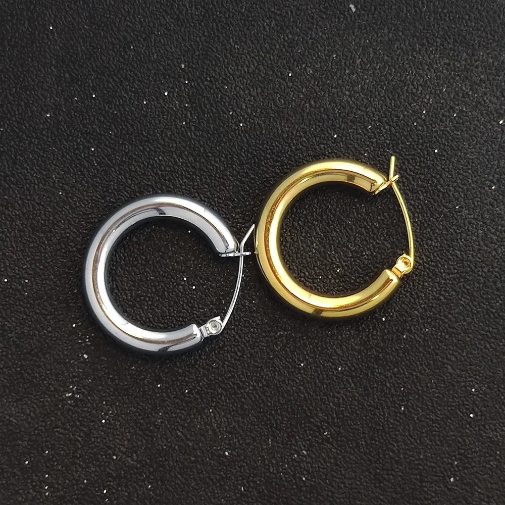 Men's Plain Mini Thick Hoop Earrings - Yoyisjewelry