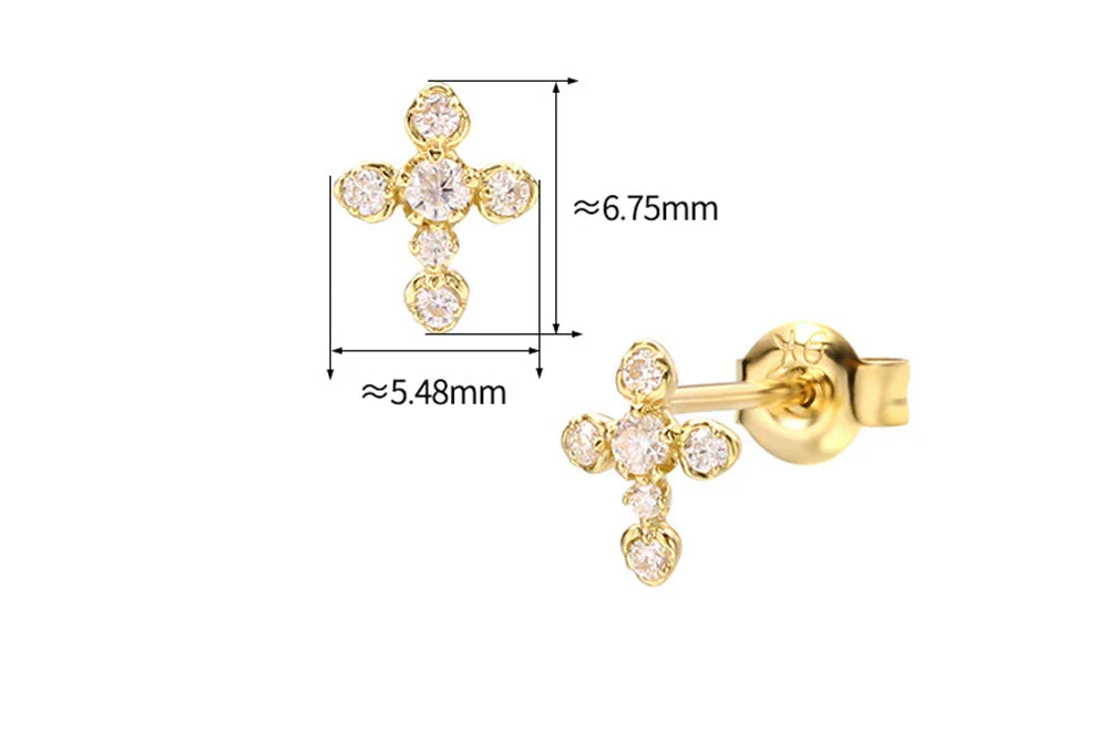 Men's Gold Moissanite Mini Cross Earrings - Yoyisjewelry