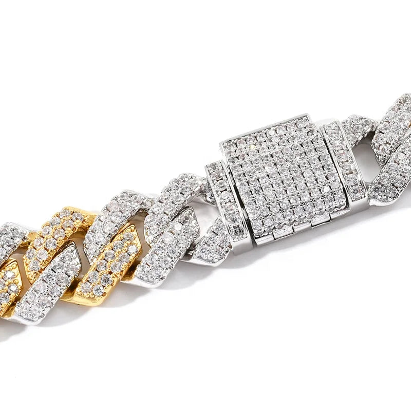 Two Tone Moissanite Cuban Link Bracelet - Yoyisjewelry