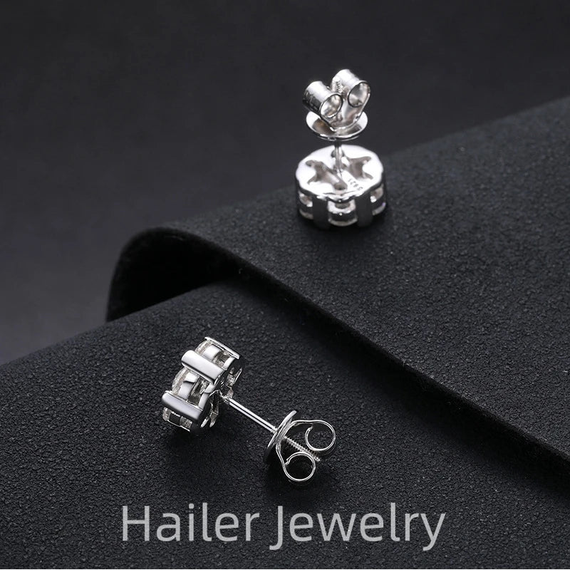 Men's White Gold Moissanite  Screw Back Earrings - Yoyisjewelry