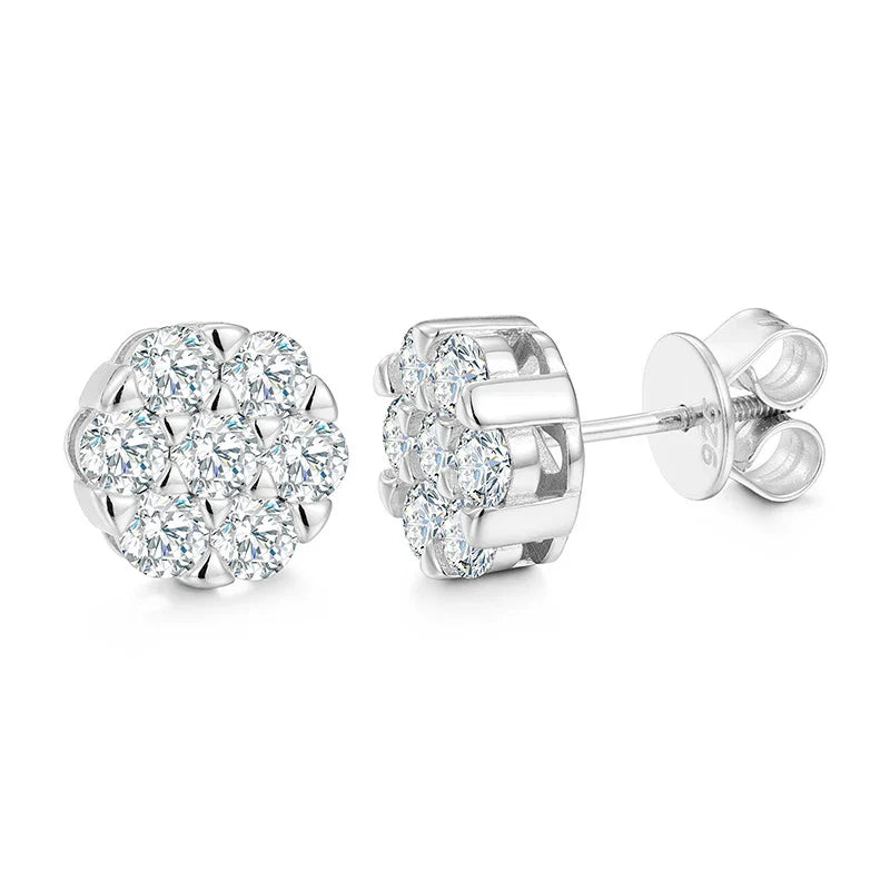 Men's White Gold Moissanite  Screw Back Earrings - Yoyisjewelry