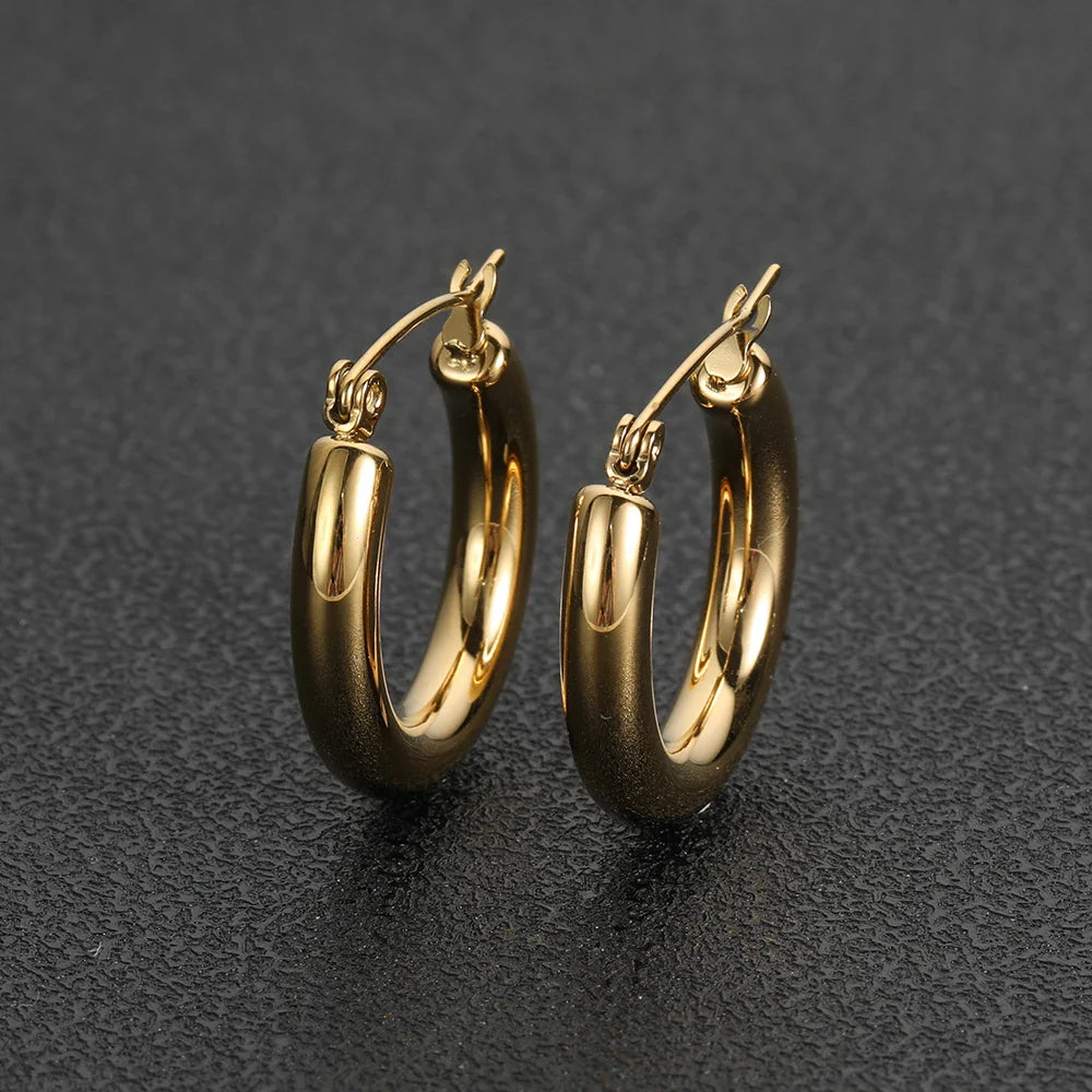 Men's Plain Mini Thick Hoop Earrings - Yoyisjewelry