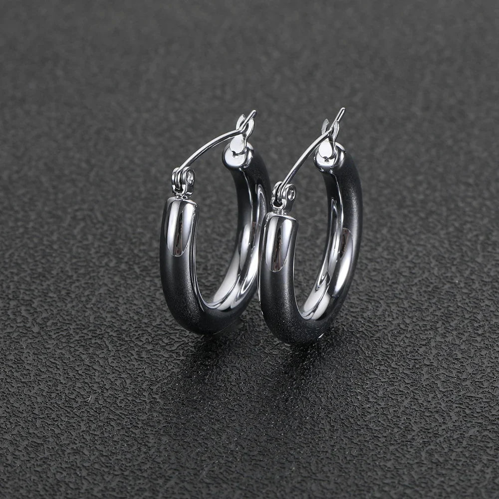 Men's Plain Mini Thick Hoop Earrings - Yoyisjewelry