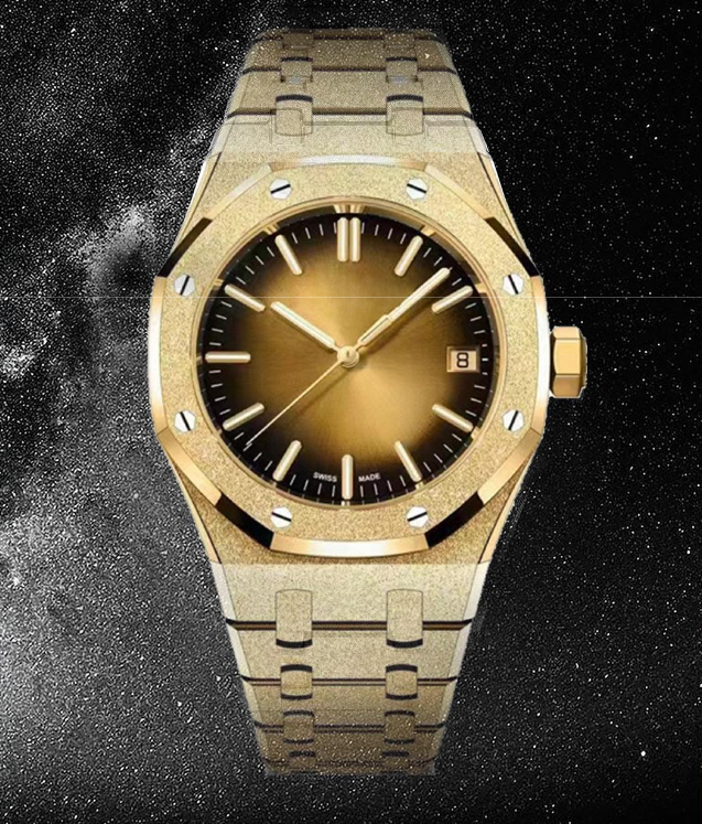 ICEGANG original salted egg yolk gradient frosted gold watch sun pattern gold watch unisex watch - Yoyisjewelry