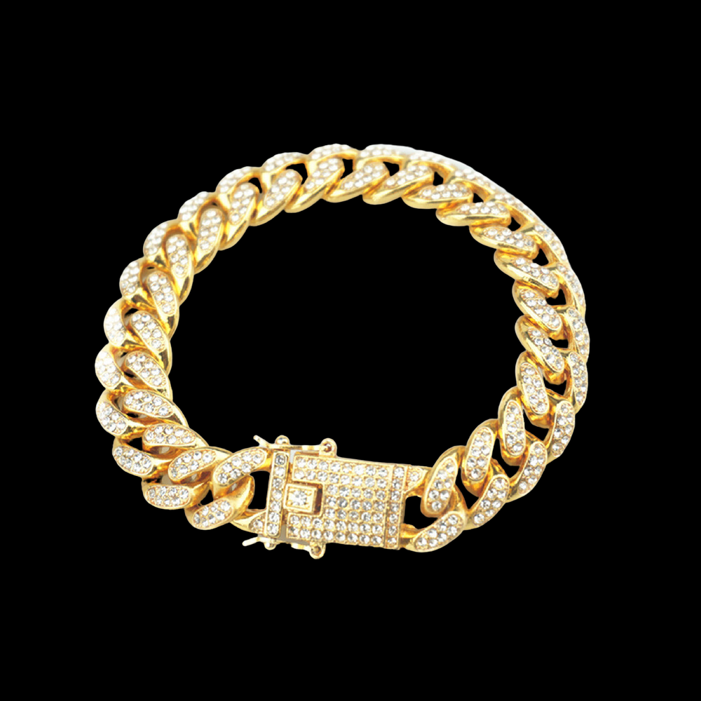 Men's Gold Moissanite Cuban Link Bracelet - Yoyisjewelry