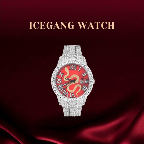 ICEGANG White and Red Snake Series Roman Diamond Watch Hiphop Trend Men and Women Couple Watch