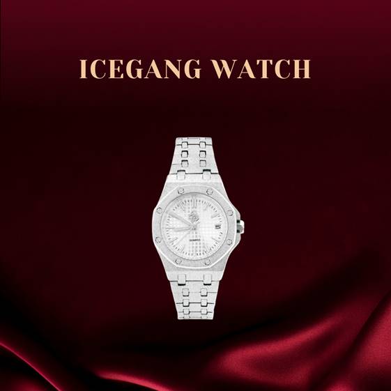 ICEGANG original waffle series moonlight white frosted gold watch