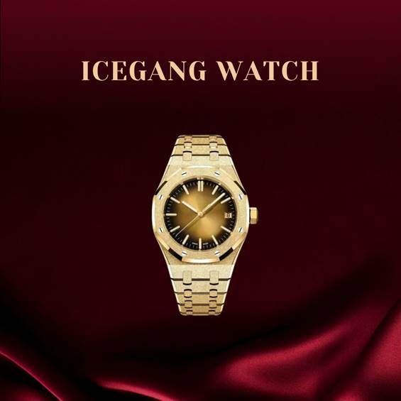 ICEGANG original salted egg yolk gradient frosted gold watch sun pattern gold watch unisex watch
